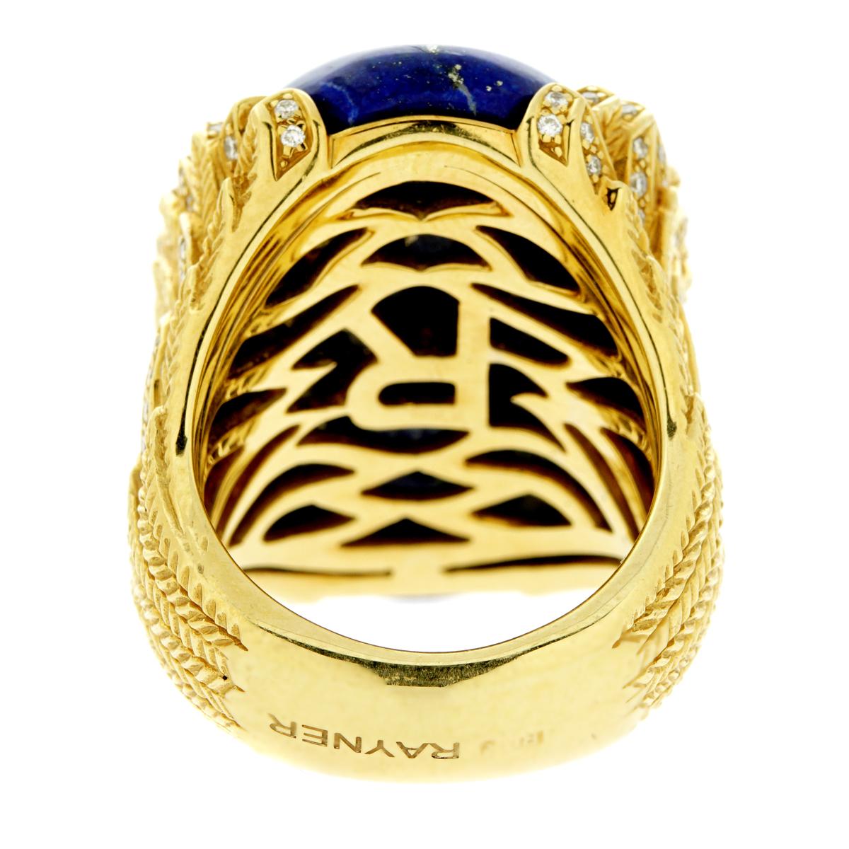 Rodney Rayner Award Winning Designer  Lapis Lazuli Diamond Gold Ring In Excellent Condition In Feasterville, PA