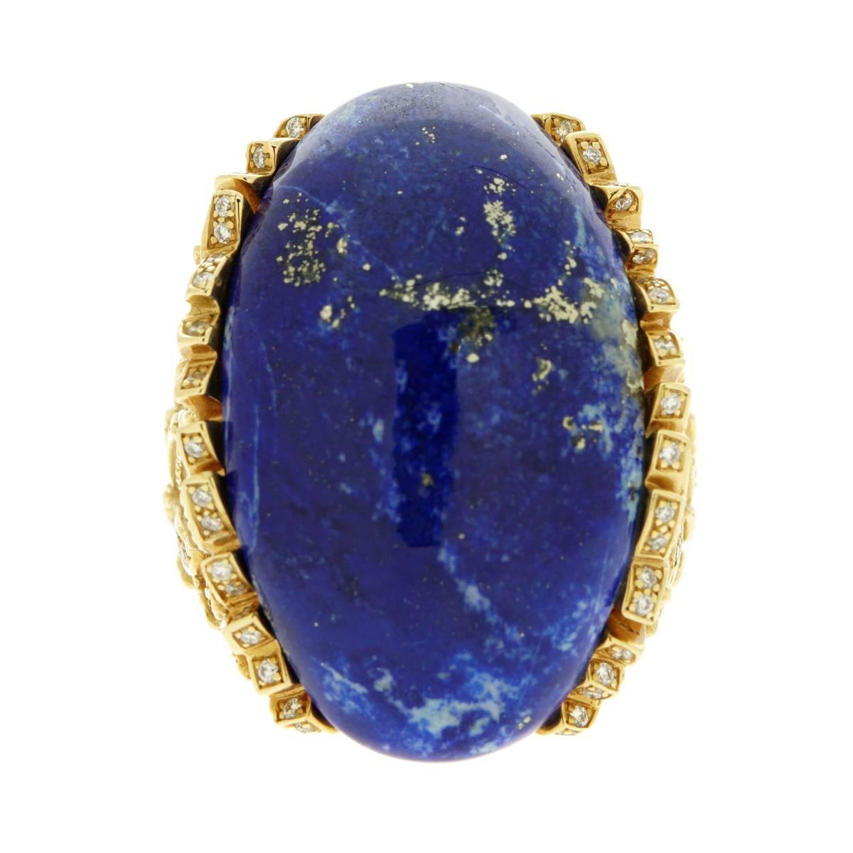 A magnificent custom piece by Rodney Rayner featuring a Lapis Lazuli central stone measuring 1.25