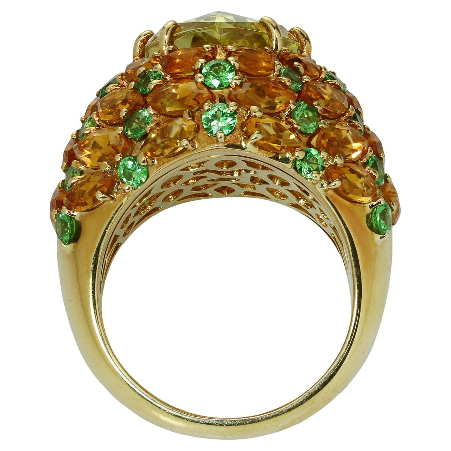 Women's Rodney Rayner Sapphire Citrine Garnet 18k Yellow Gold Ring For Sale