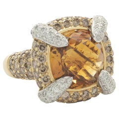 Rodney Raynor 18 Karat Yellow Gold Pave Diamond and Citrine Ring