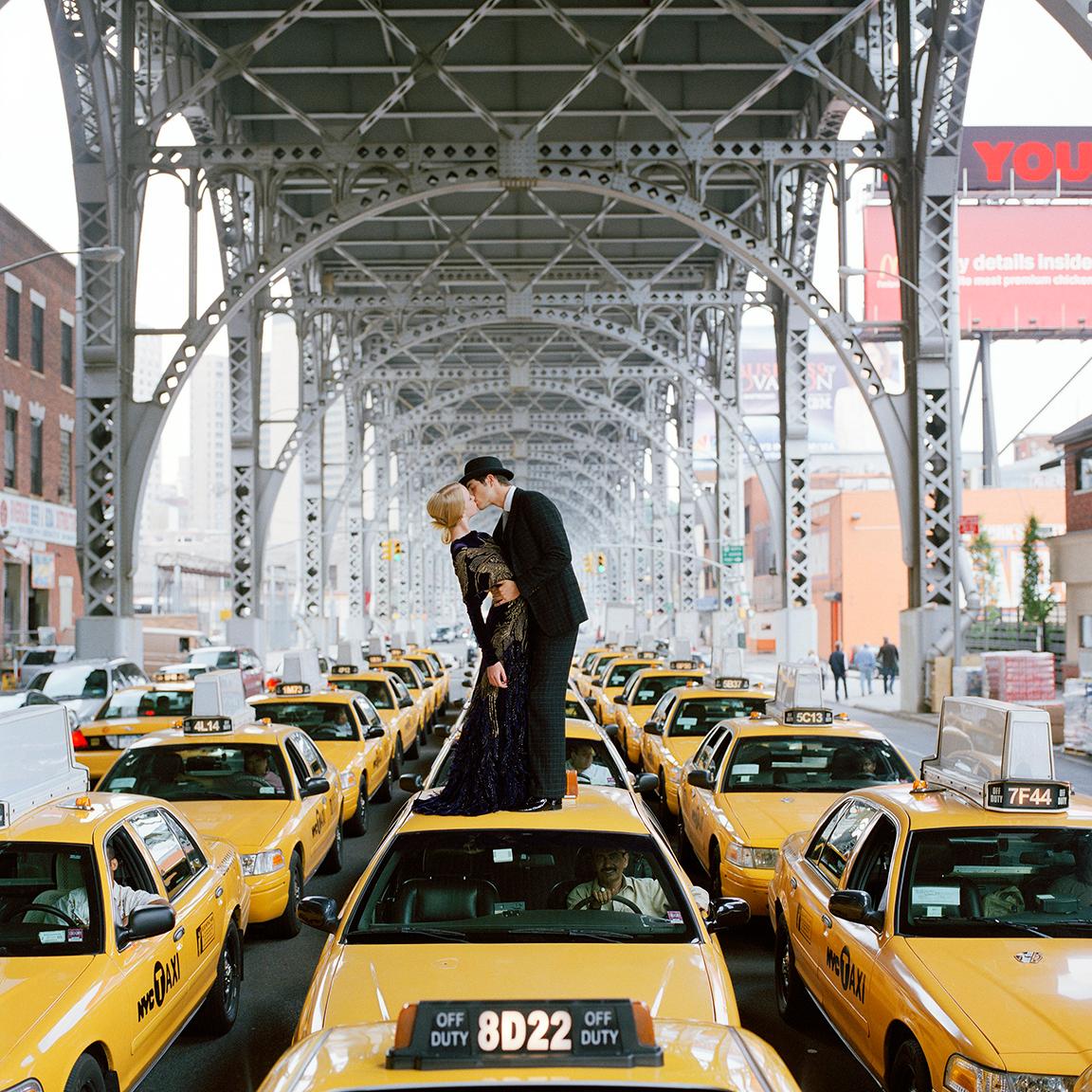 Rodney Smith Color Photograph - Edythe and Andrew Kissing on Taxi