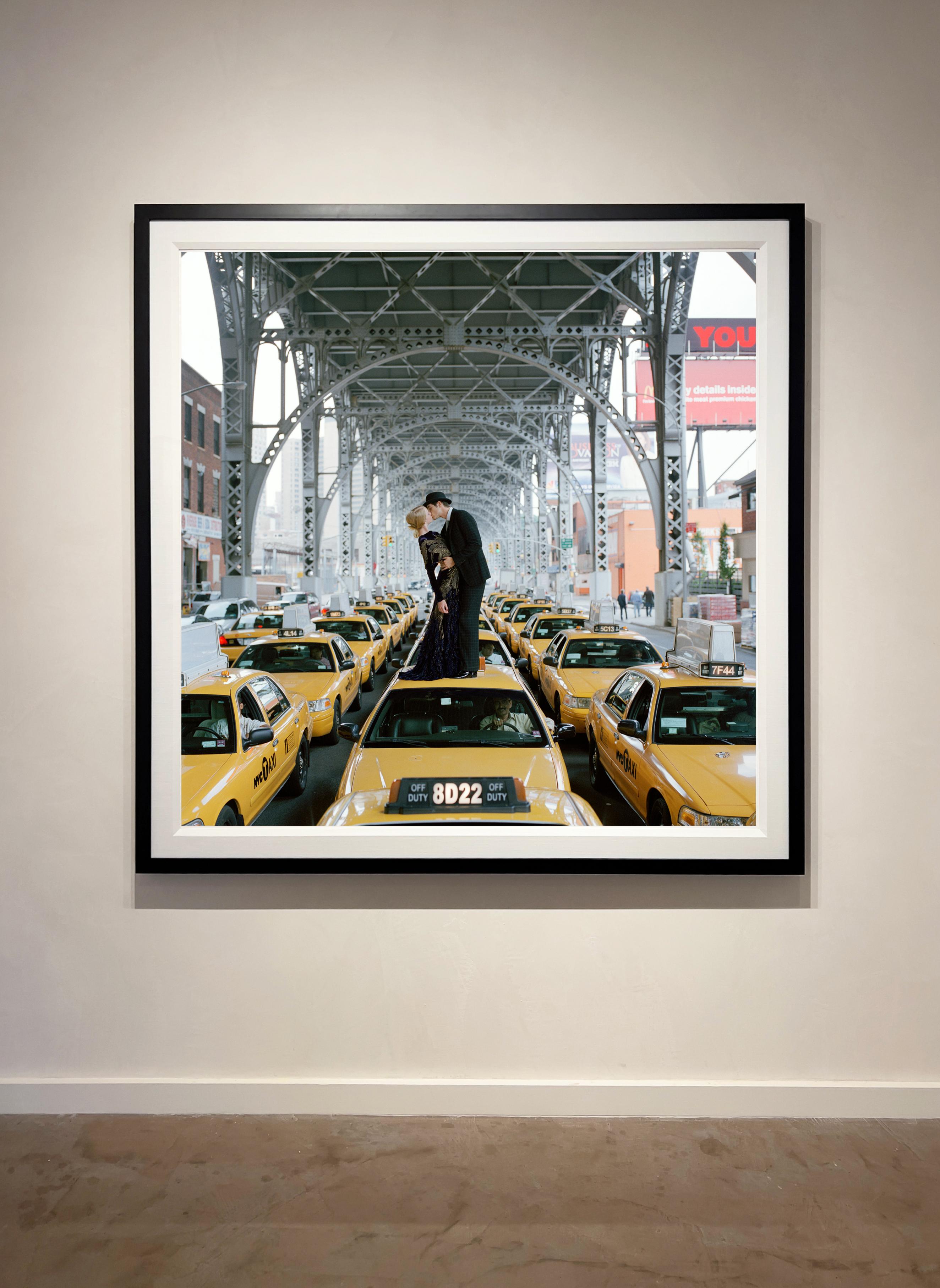 Edythe and Andrew Kissing on Taxis, NYC - 58 x 58 inches - Photograph by Rodney Smith