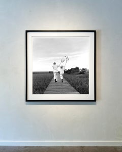 Gary and Henry chasing butterfly, Beaufort, SC - 50 x 50 inches, Framed