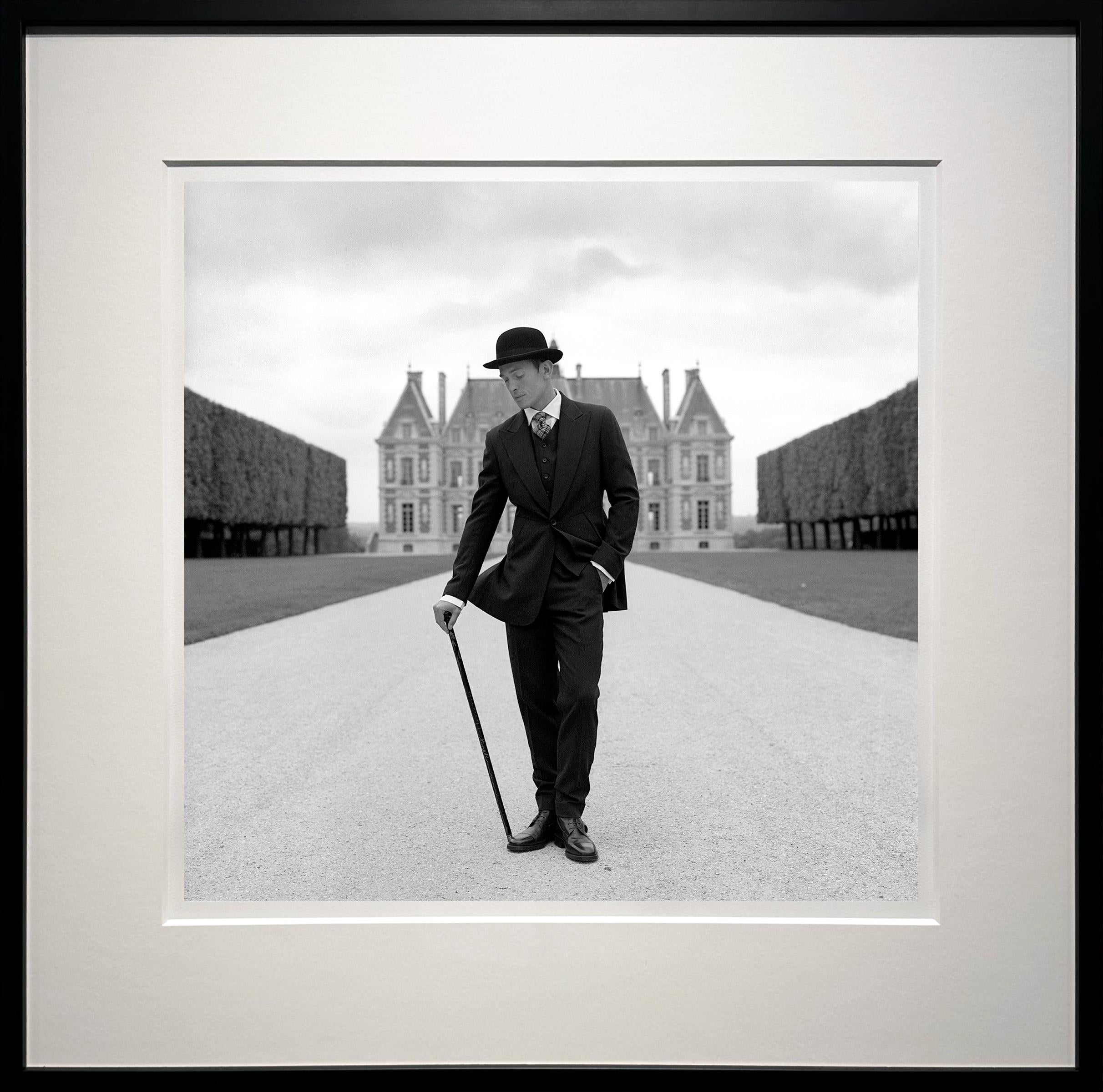 Rodney Smith Black and White Photograph - Gary with Cane, Parc de Sceaux, France - 30 x 30 inches, FRAMED