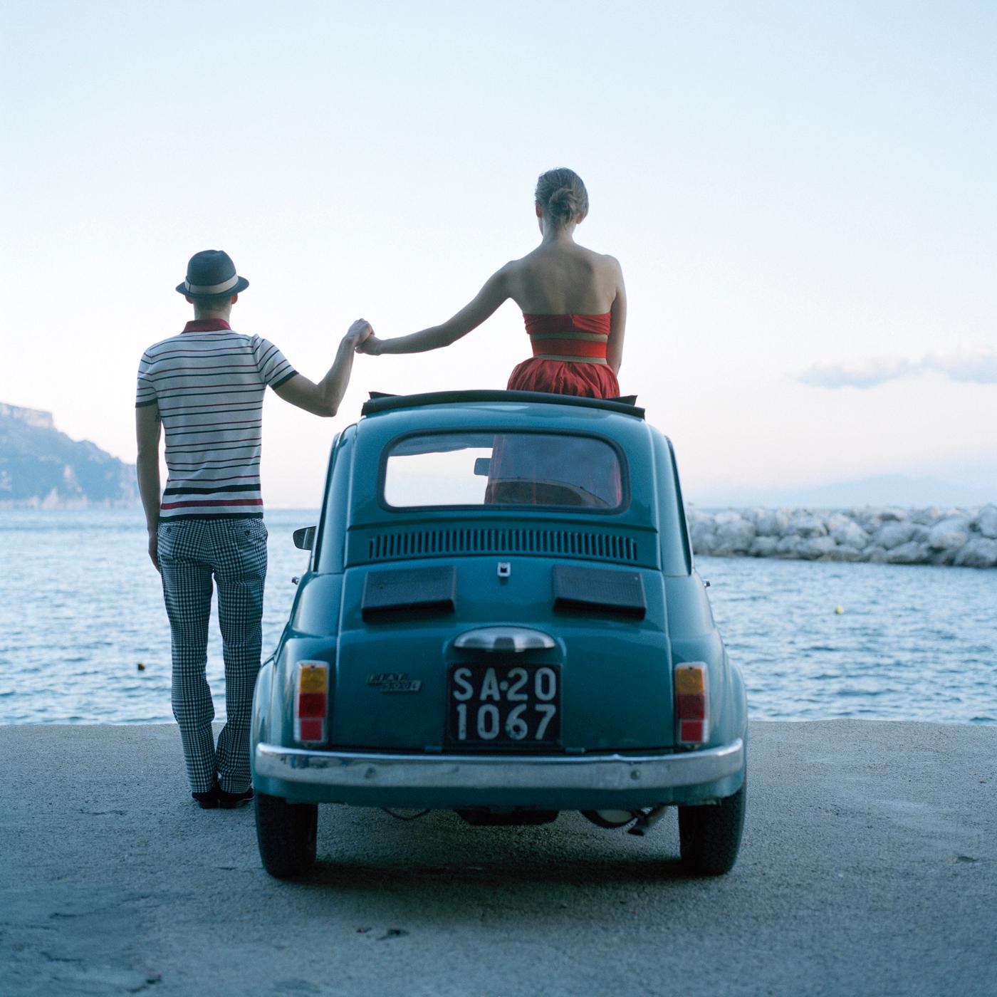 Framed in white this estate print by Rodney Smith was shot on the Amalfi Coast in Italy and has a charming sense of adventure. 
Image size:40 x 40 inches
Framed Size: 49.5 x 49.5 inches

 Each image is part of an edition of 25. Price increases as