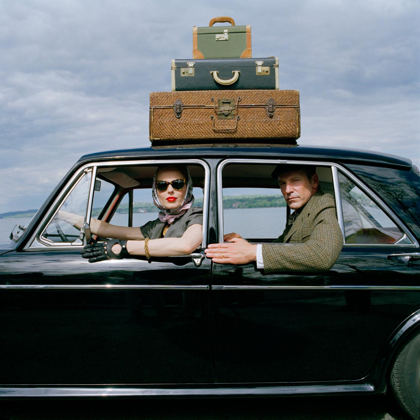Rodney Smith Color Photograph - Viktoria and Rainer in Car, Snedens Landing, NY - 40 x 40 inches