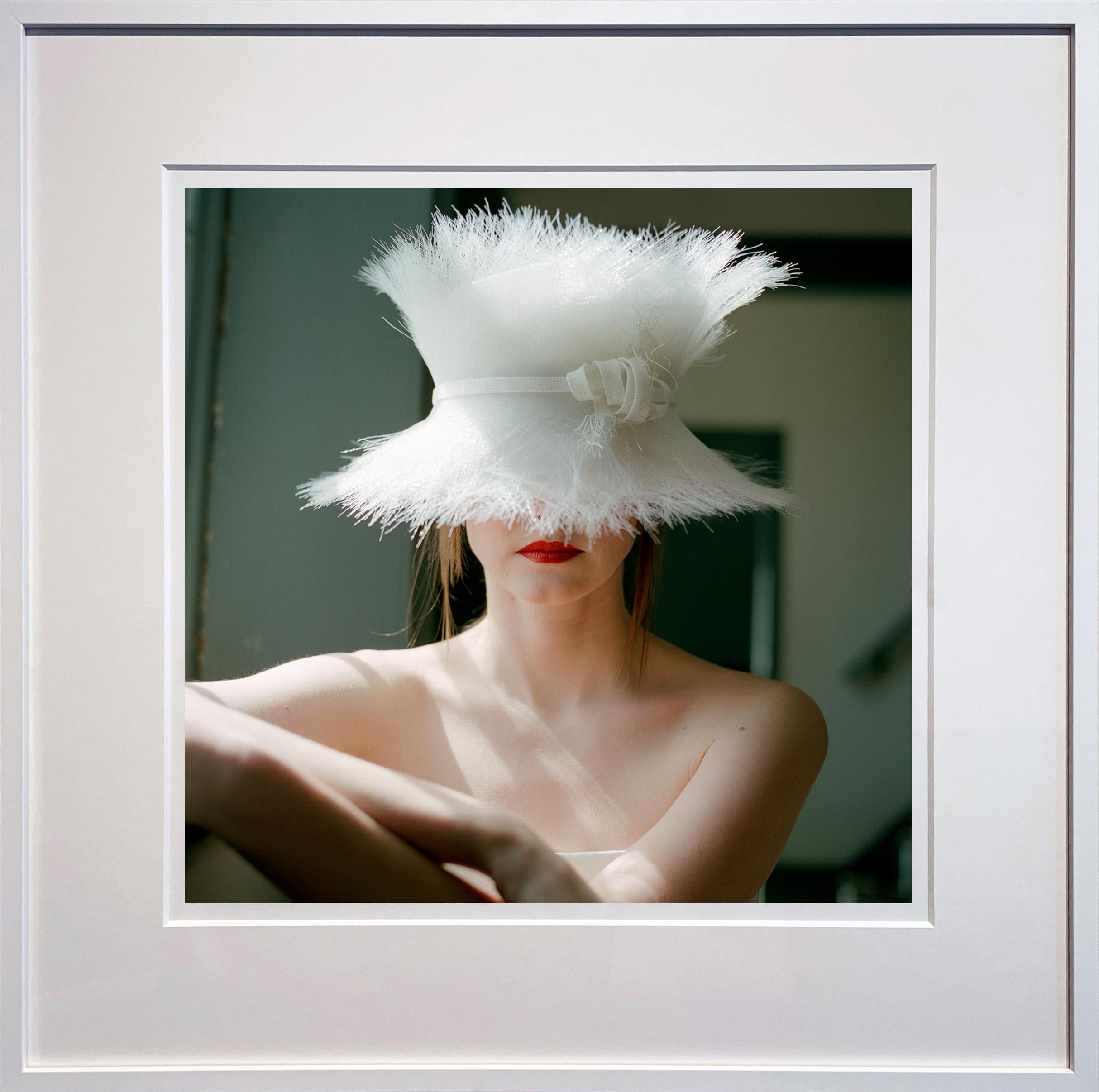 Woman in White Hat, Hancock Shaker Village, Massachusetts - 20 x 20 inches - Contemporary Photograph by Rodney Smith