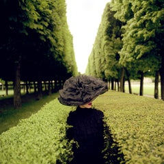 Woman with Hat Between Hedges, Parc de Sceaux, France - 50 x 50 inches framed