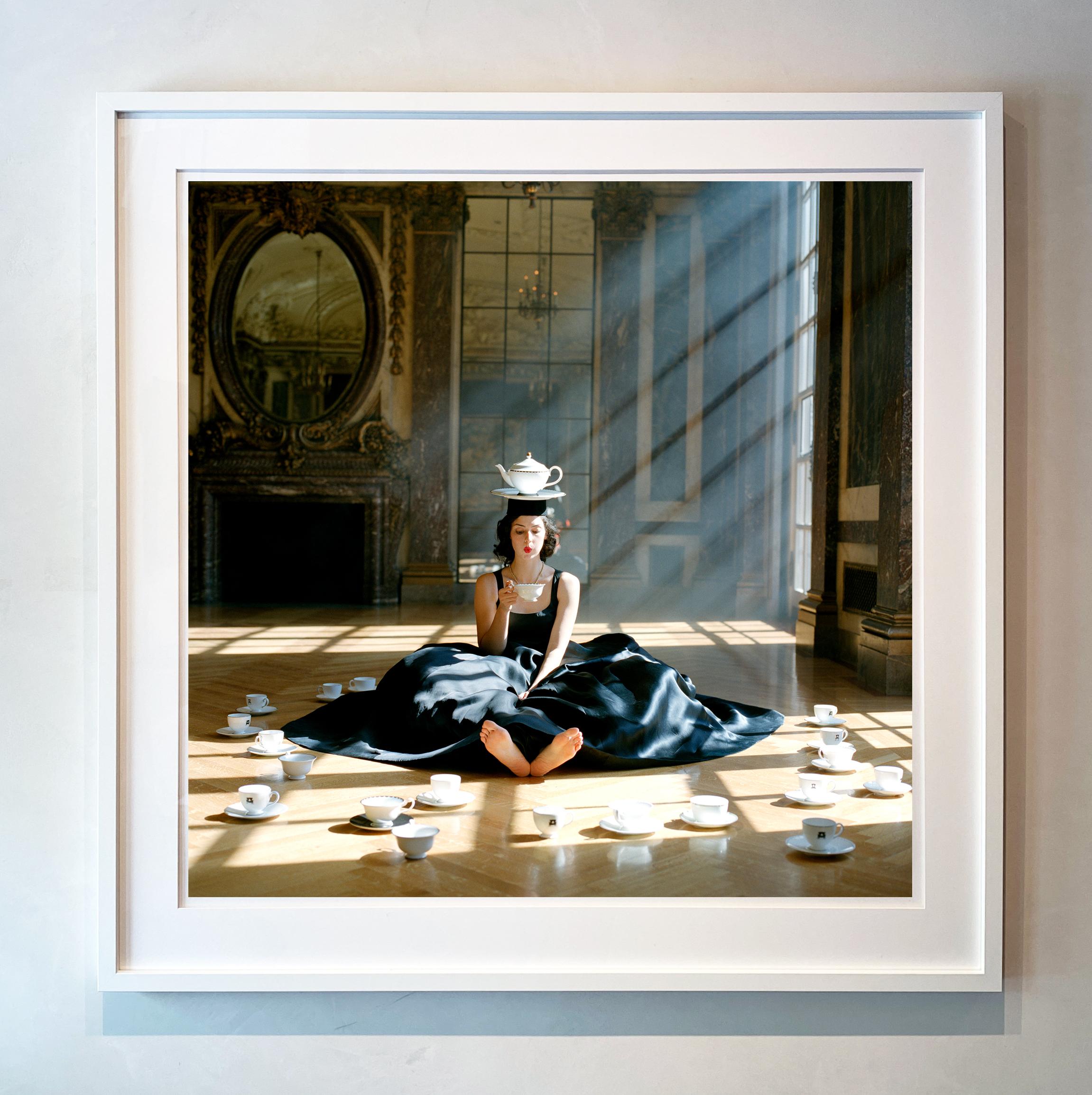 Zoe Balancing Teapot on Head, Burden Mansion, NY - 50 x 50 inches framed - Contemporary Photograph by Rodney Smith