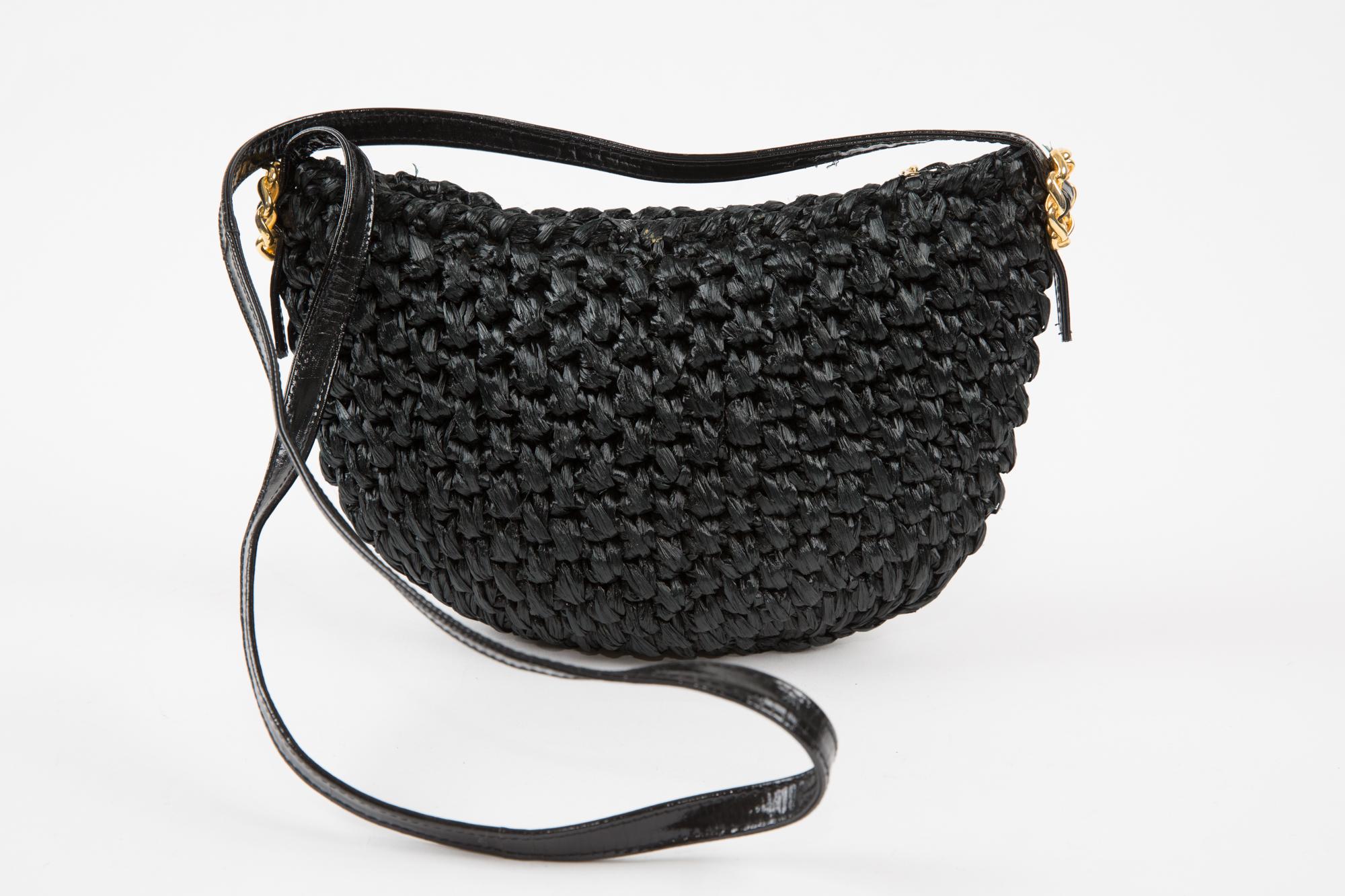 Rodo Black Raffia Shoulder Bag For Sale 2