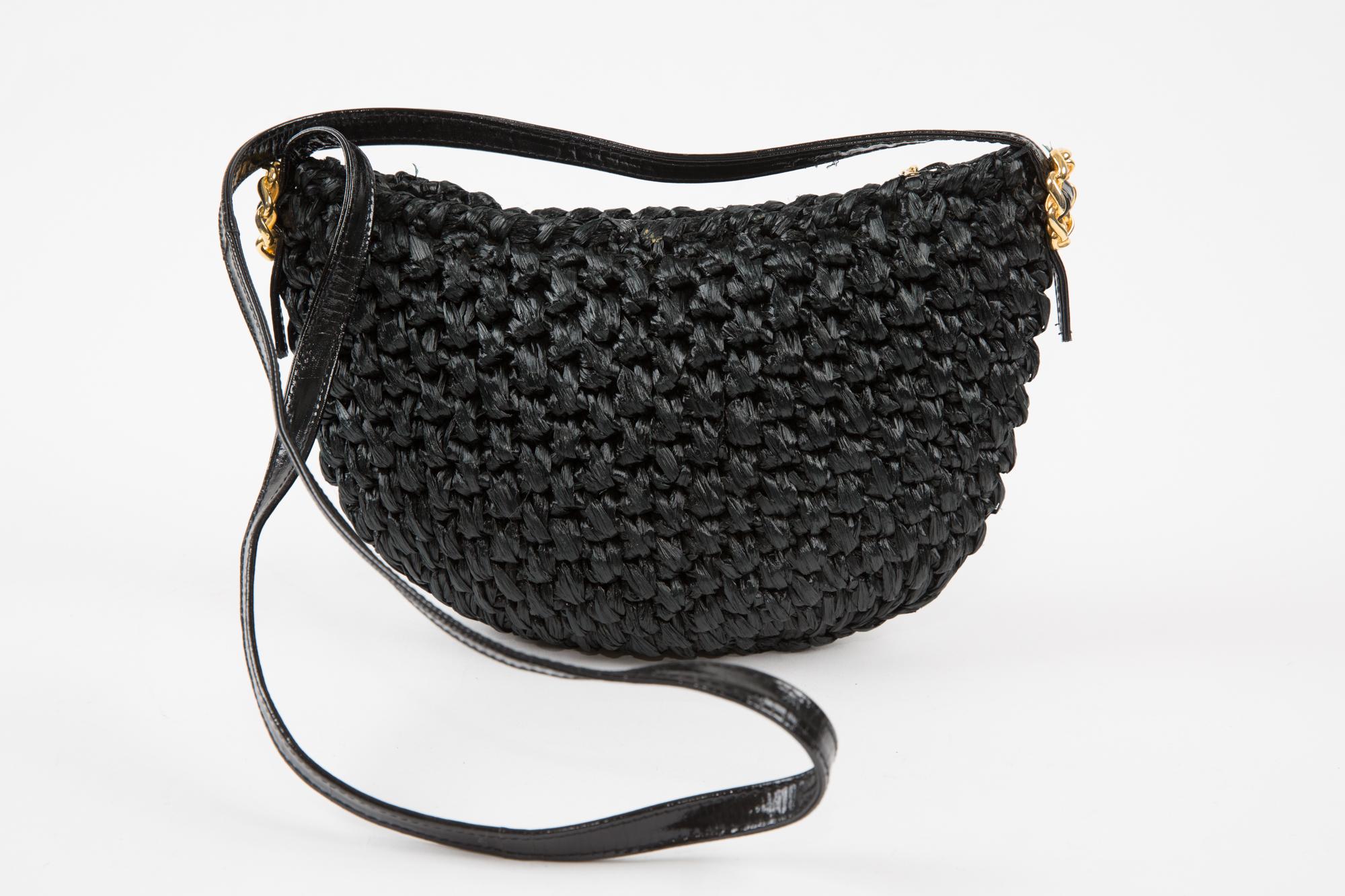 Rodo Black Raffia Shoulder Bag 2