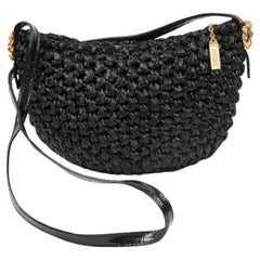 Rodo Schwarze Raffia Umhängetasche