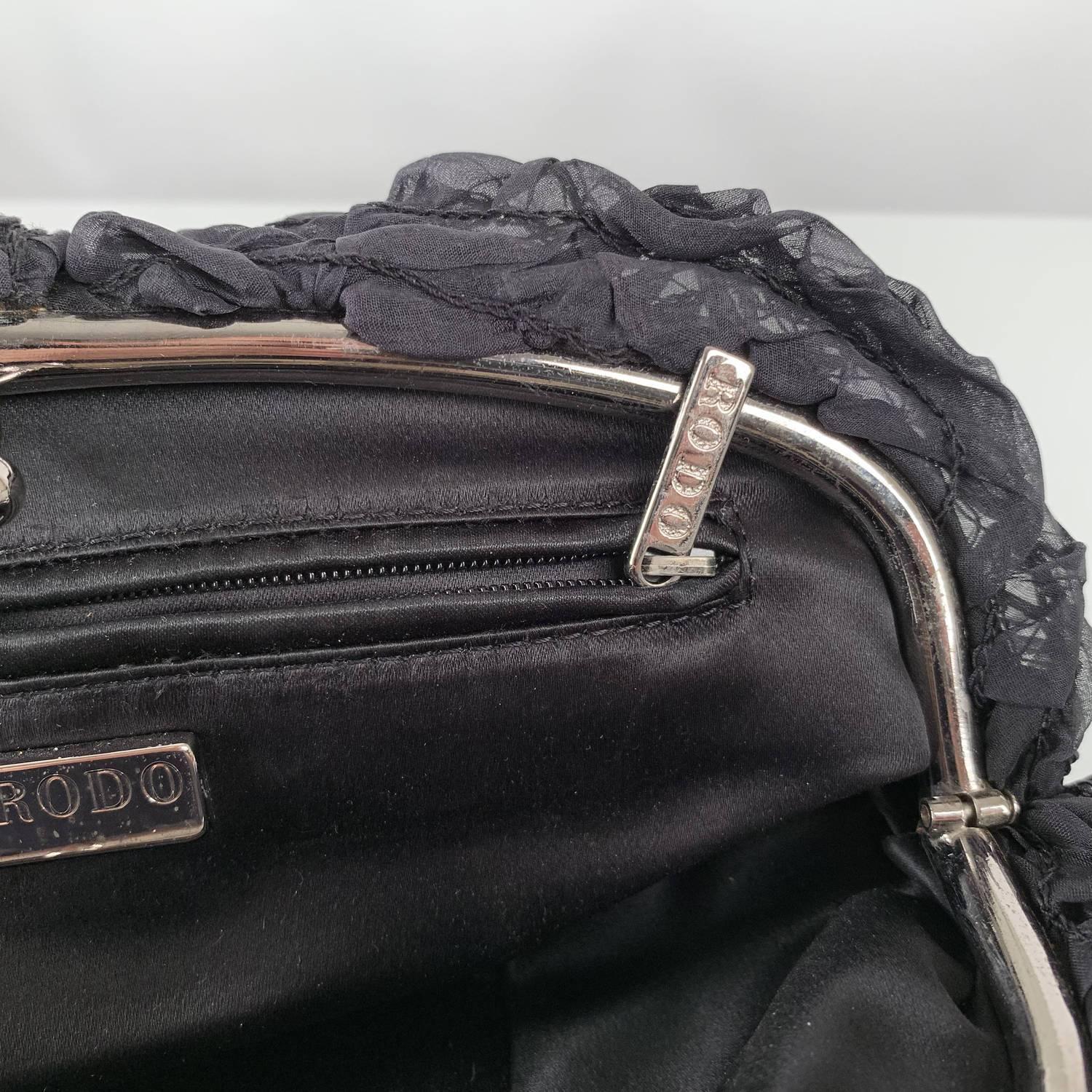 Rodo Black Ruched Fabric Clutch Bag 6