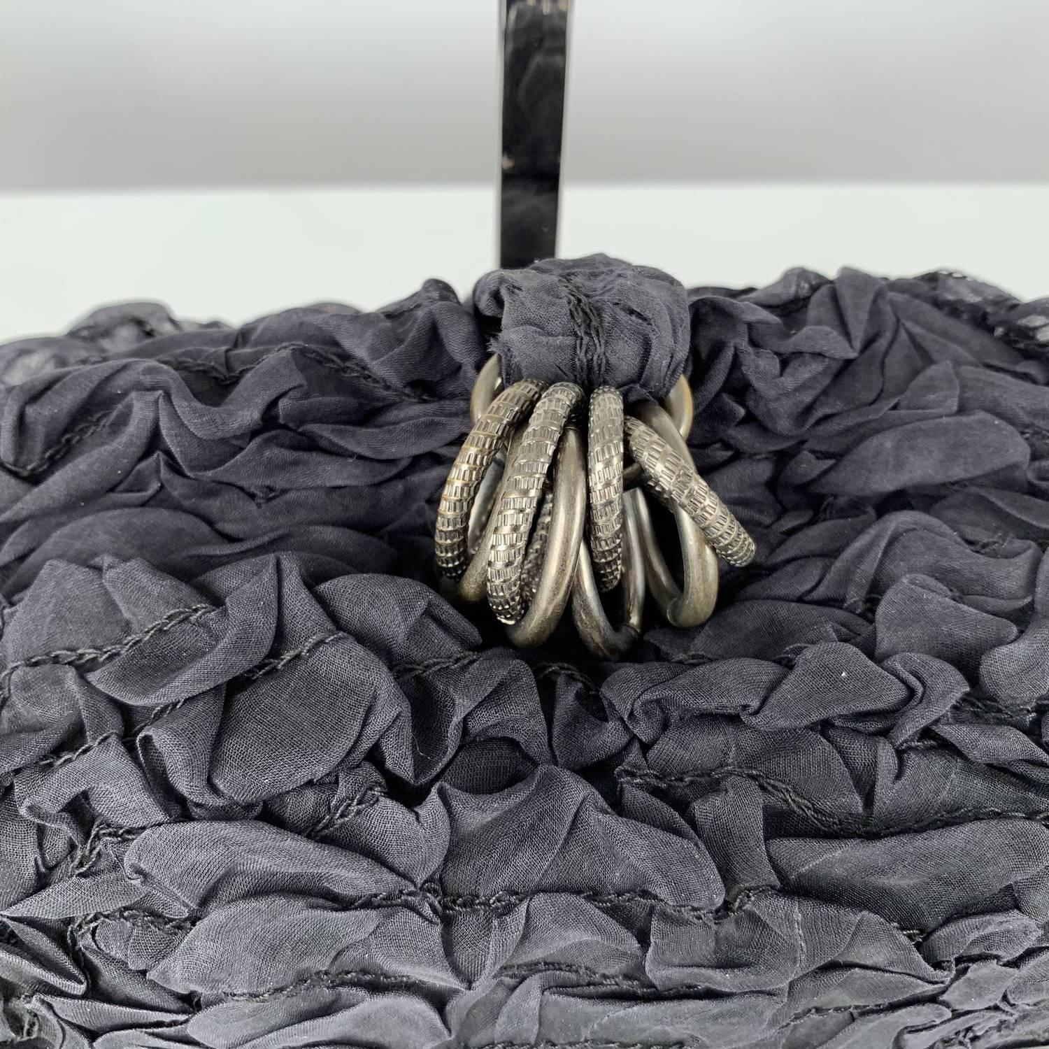 Women's Rodo Black Ruched Fabric Clutch Bag