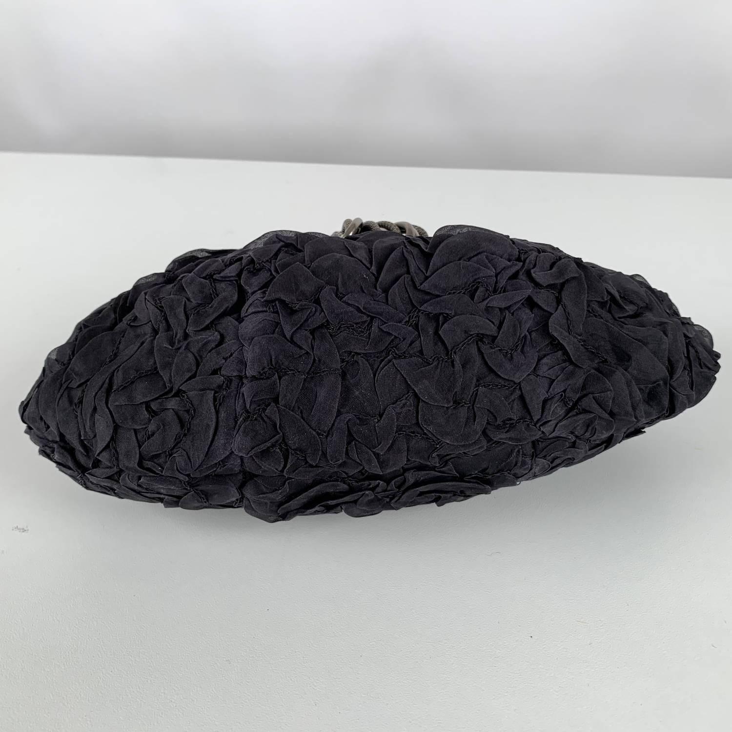 Rodo Black Ruched Fabric Clutch Bag 1