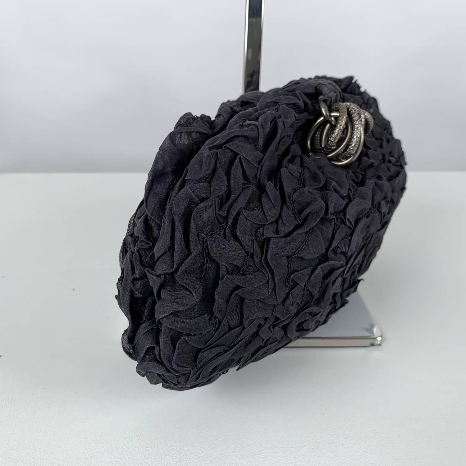 Rodo Black Ruched Fabric Clutch Bag 3