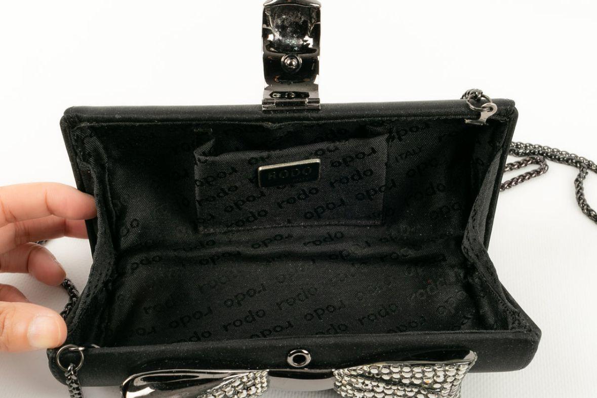 Rodo Black Satin Evening Bag For Sale 3