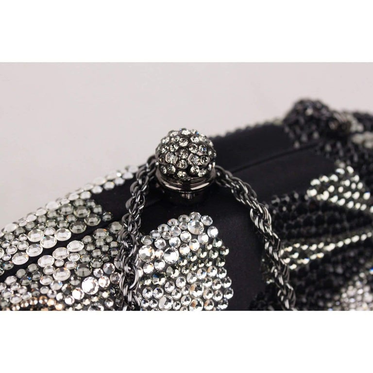 Rodo Black Satin Small Crystal Box Clutch Bag For Sale at 1stdibs