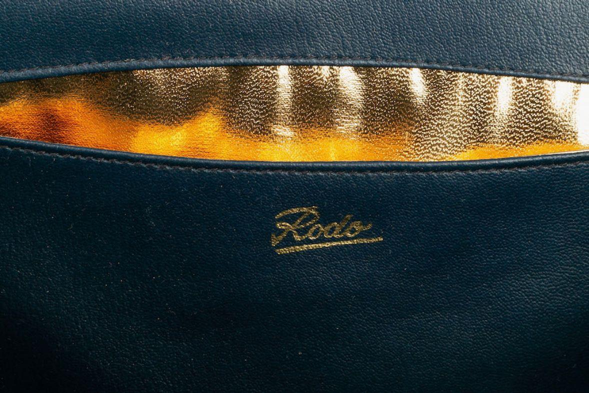 Rodo Dark Blue Wicker Bag For Sale 6
