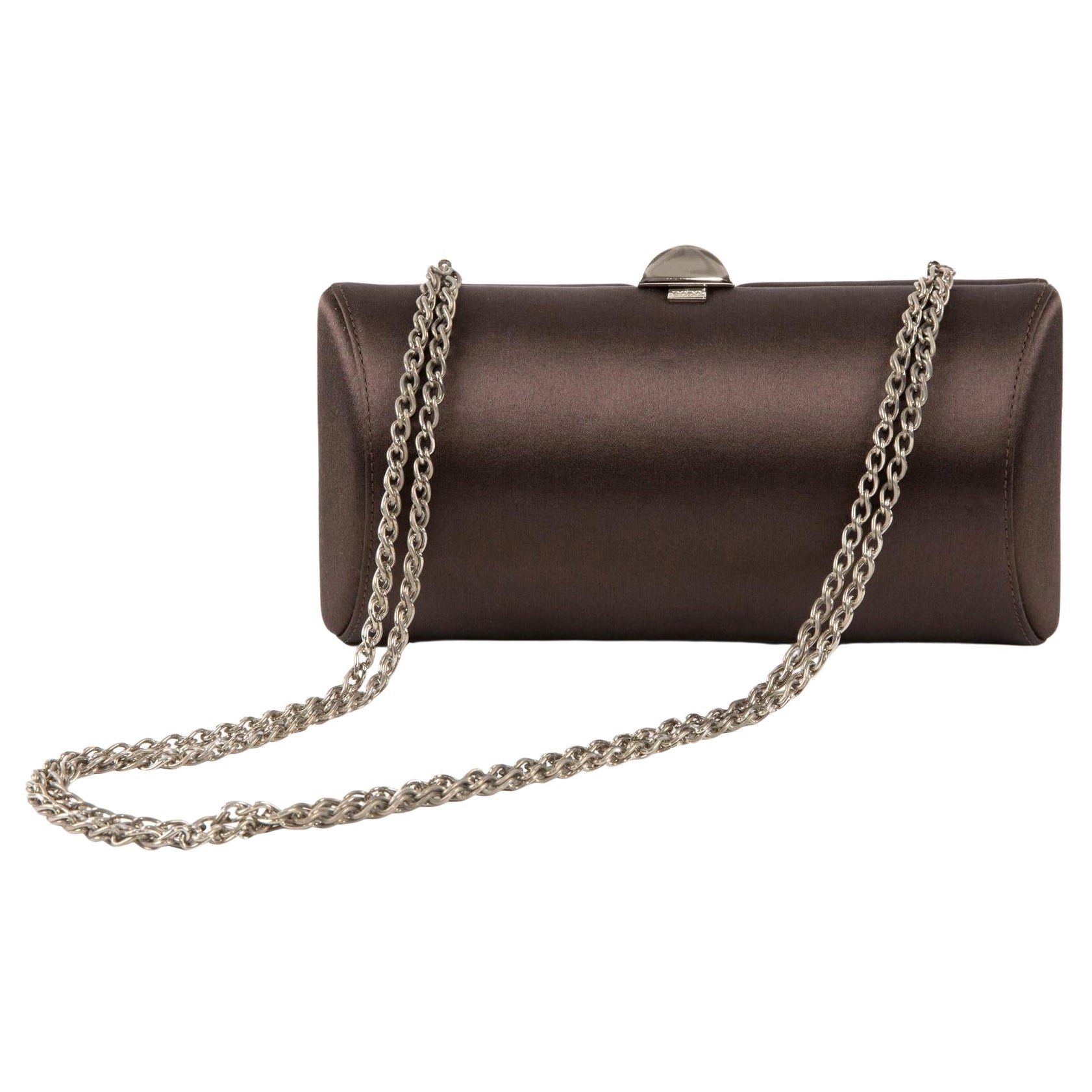 Rodo Dark Chocolate Silk Clutch Bag For Sale