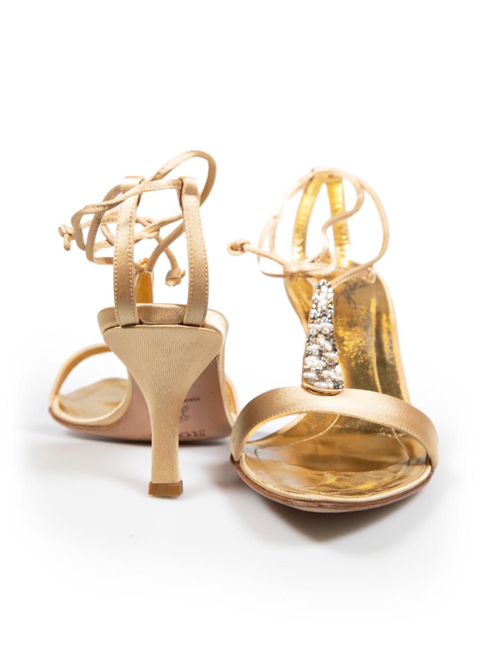 Oro Rodo Sandali in pelle dorata con cristalli taglia IT 37