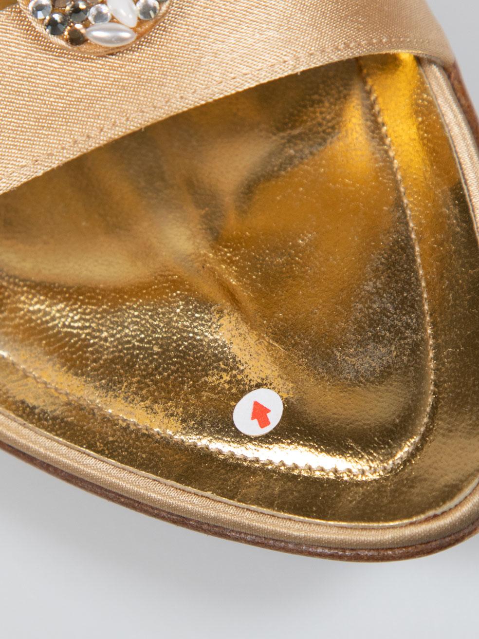 Rodo Sandali in pelle dorata con cristalli taglia IT 37 1