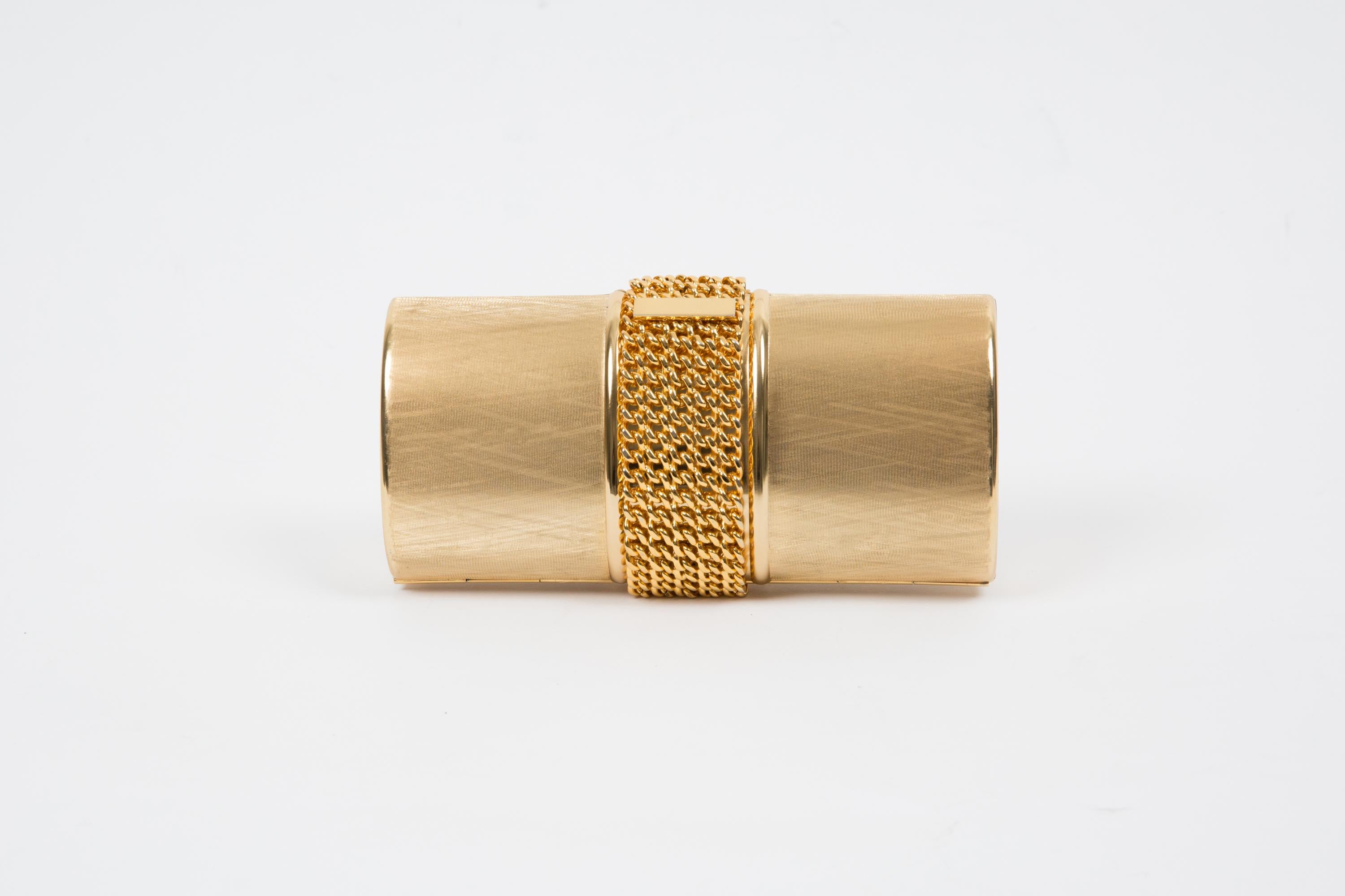 Brown Rodo Gold-Tone Metal Clutch Bag For Sale
