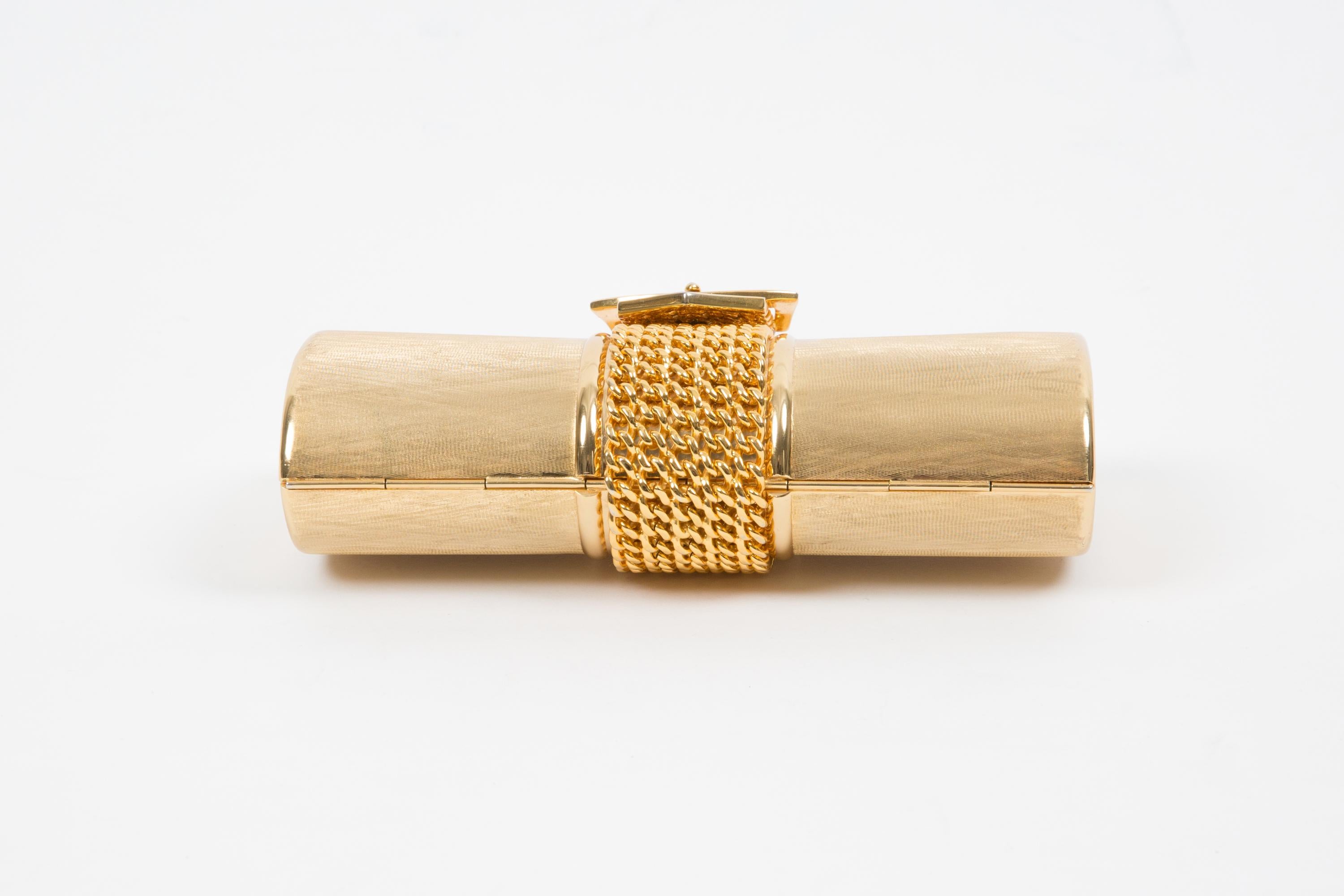 Rodo Gold-Tone Metal Clutch Bag In Good Condition For Sale In Paris, FR