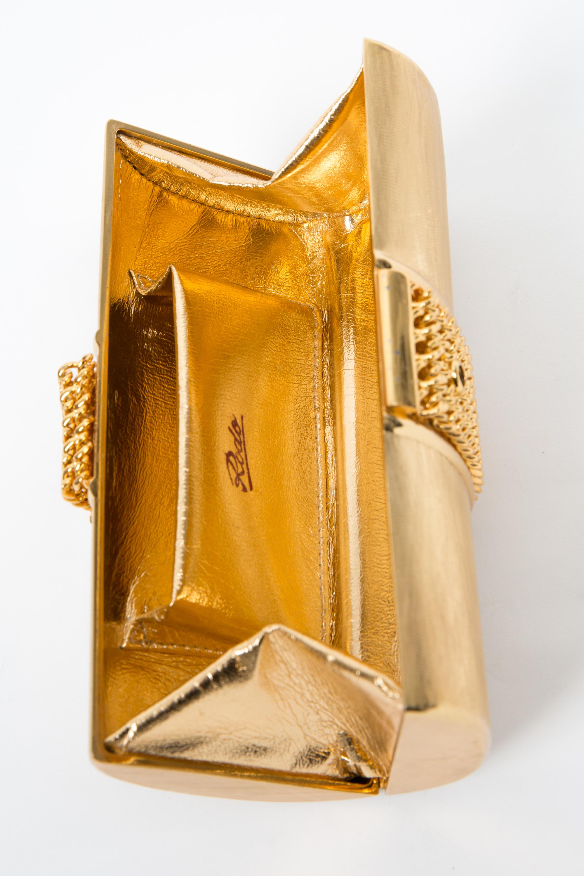Rodo Gold-Tone Metal Clutch Bag For Sale 1