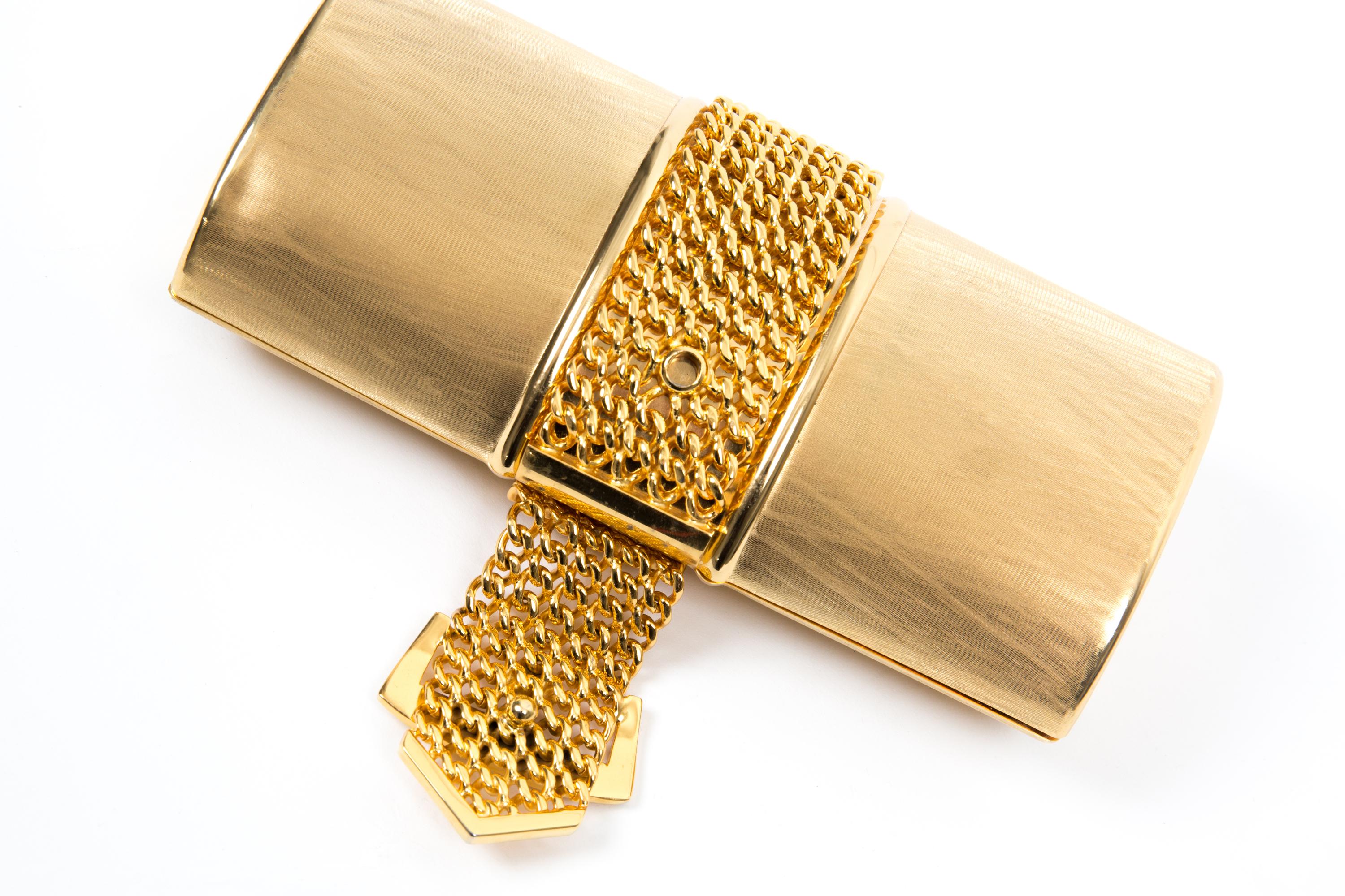 Rodo Gold-Tone Metal Clutch Bag For Sale 2