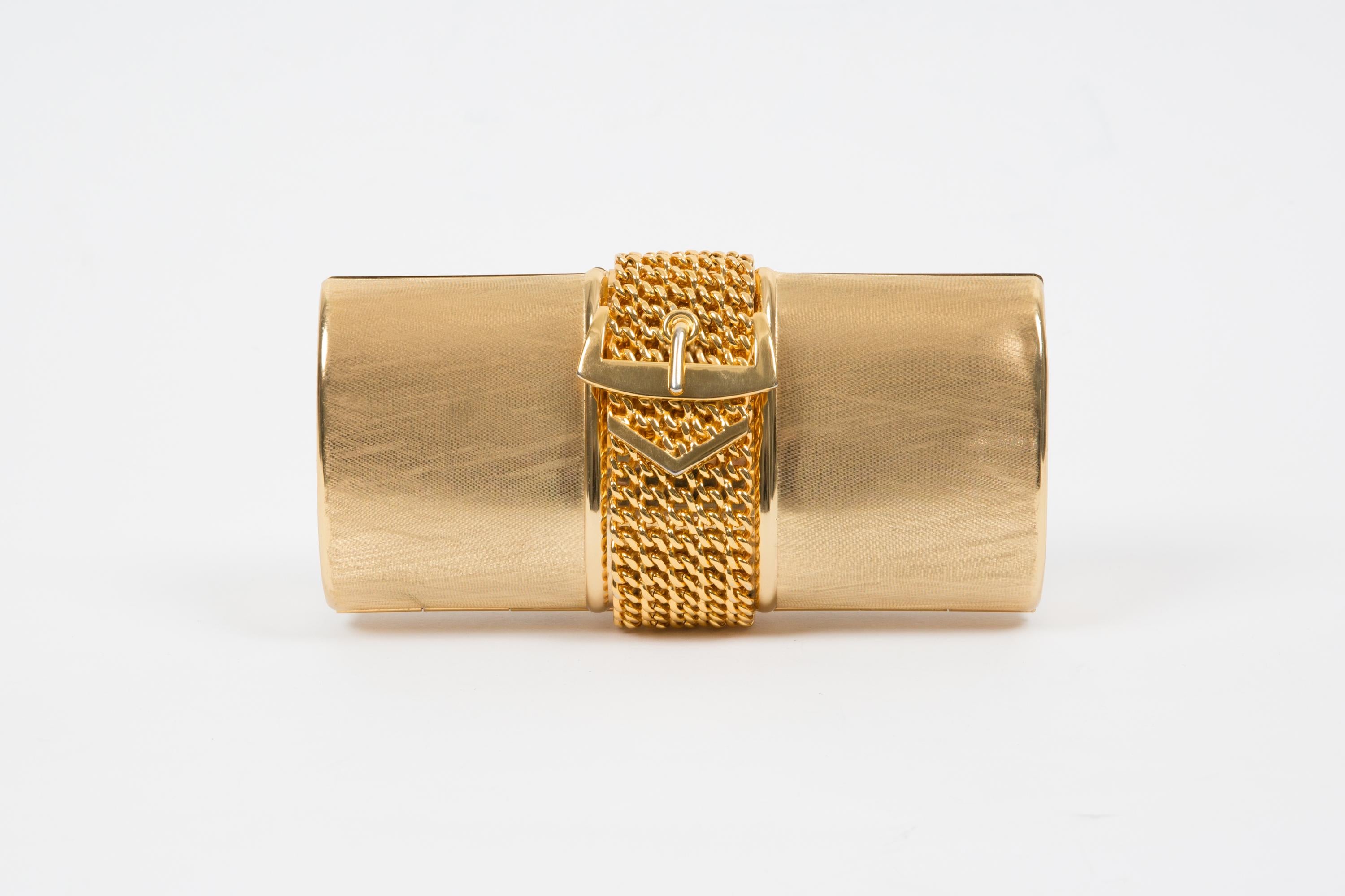 Rodo Gold-Tone Metal Clutch Bag For Sale 3