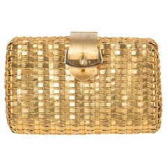 Rodo Gold-Tone Metal Woven Clutch Bag