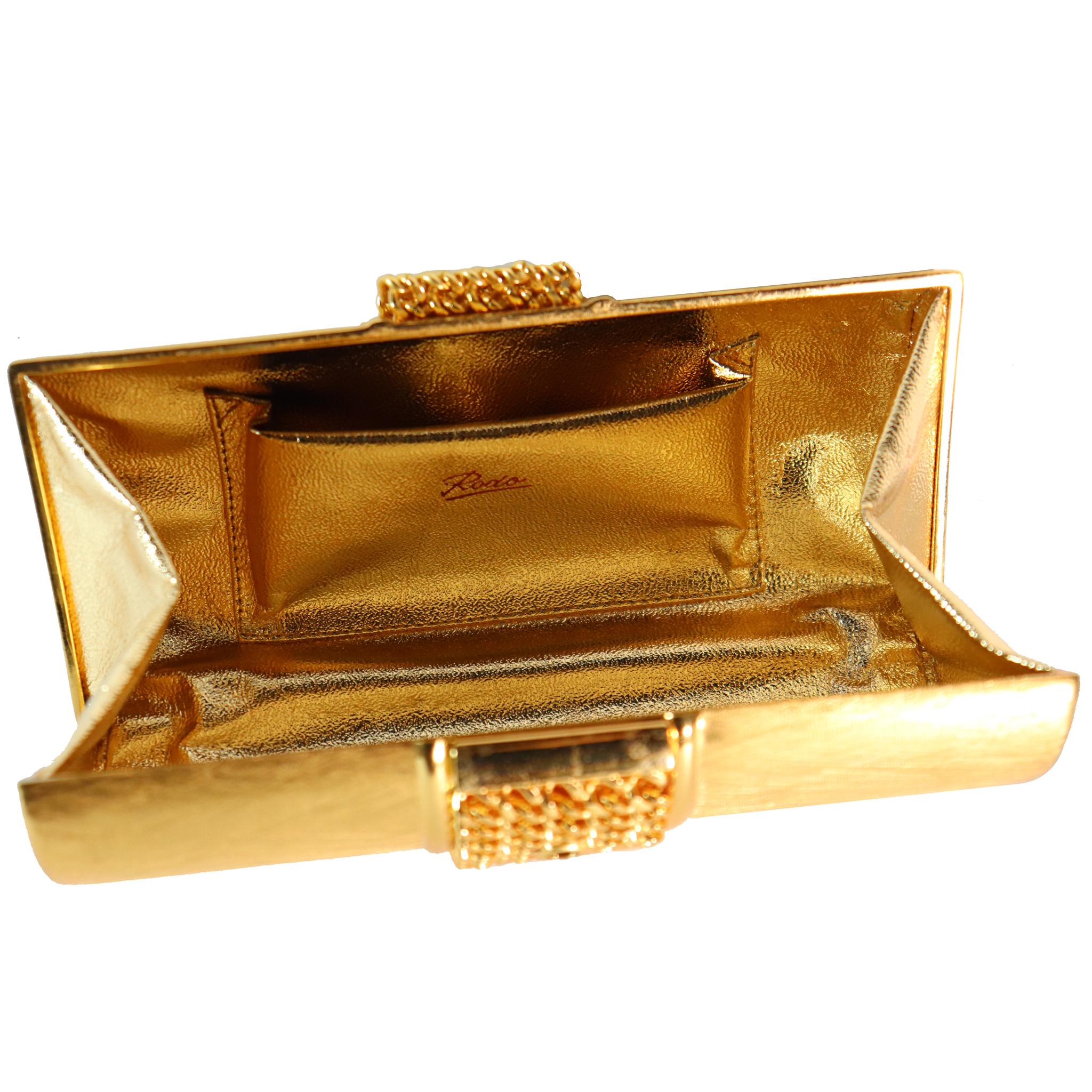 Men's Rodo Golden Minaudière Handbag with Buckle Strap