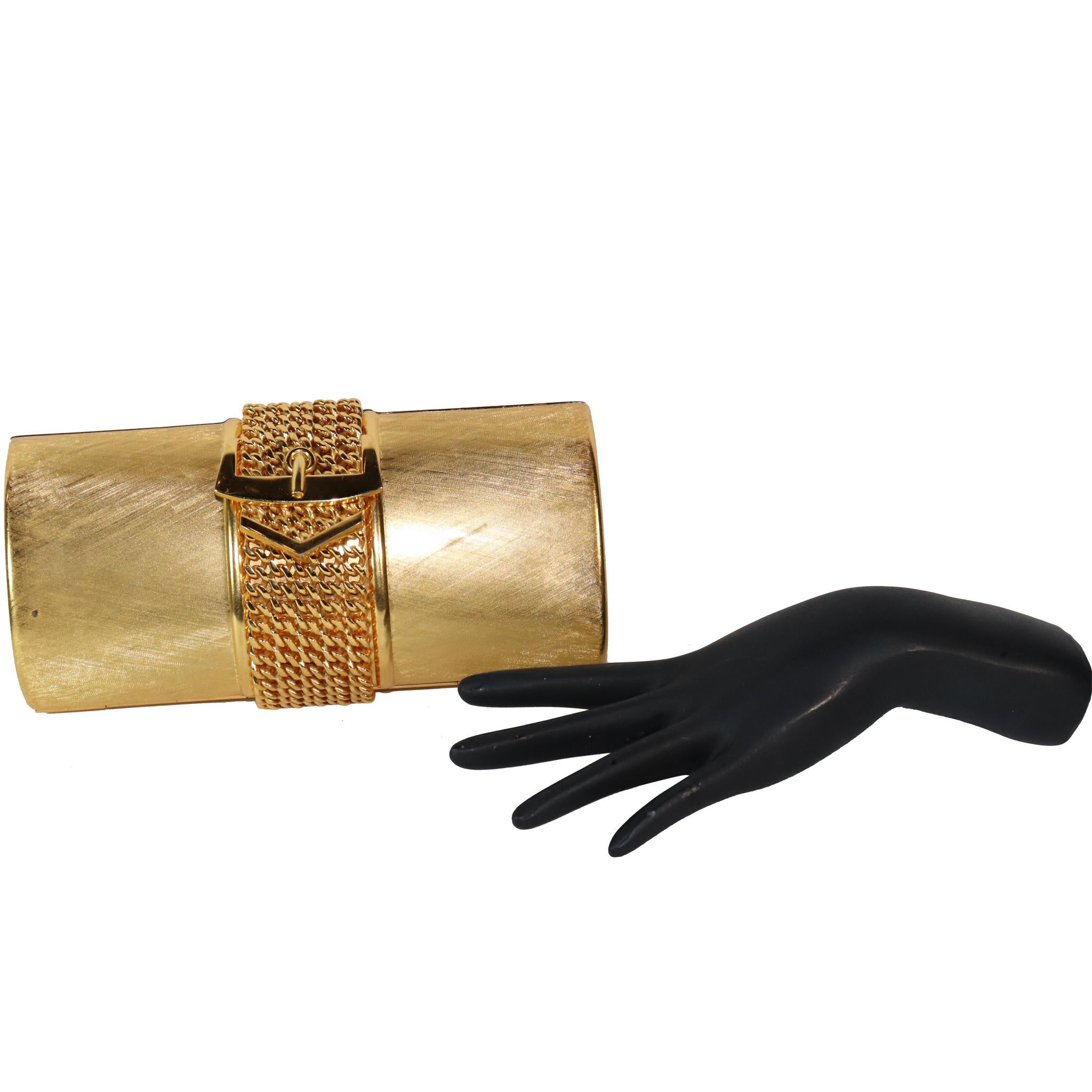 Rodo Golden Minaudière Handbag with Buckle Strap 1