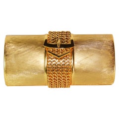 Retro Rodo Golden Minaudière Handbag with Buckle Strap