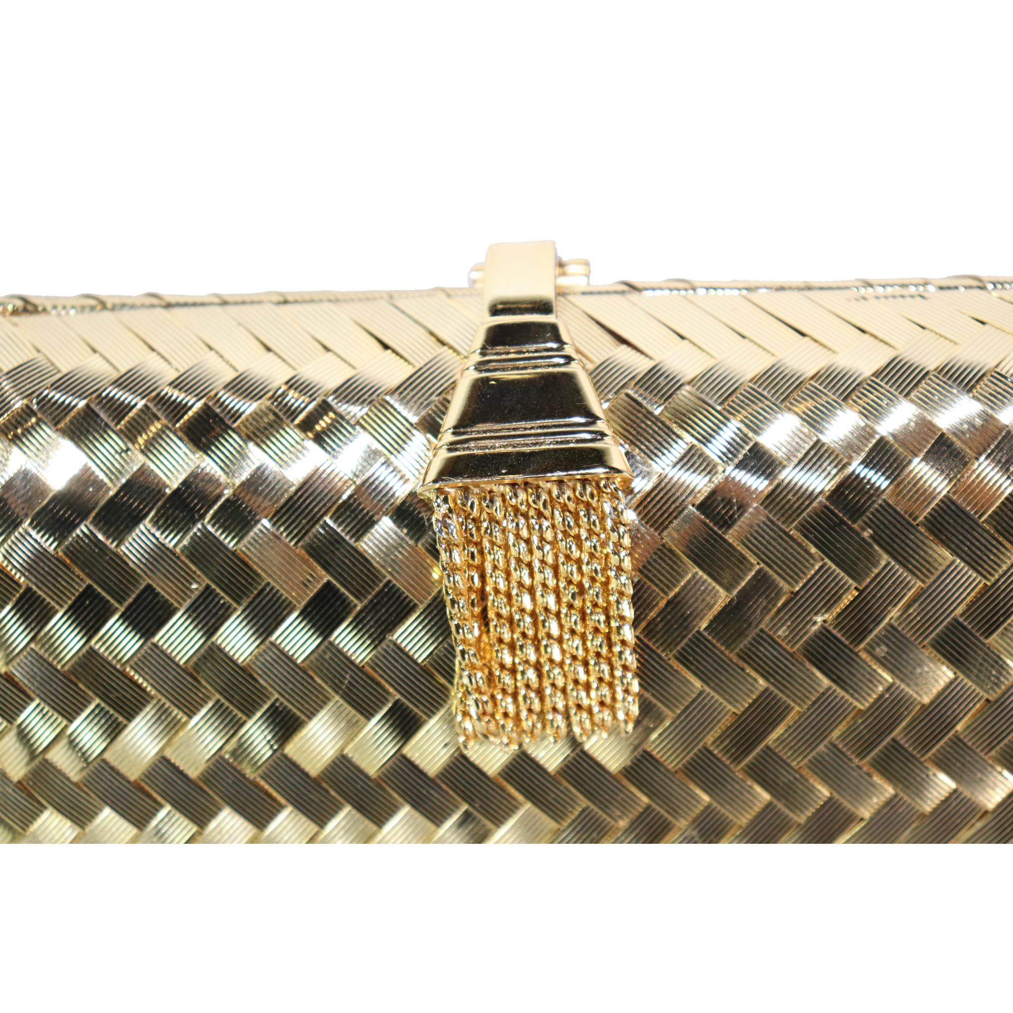 Women's Rodo Golden Minaudière Handbag with Shoulder Chain