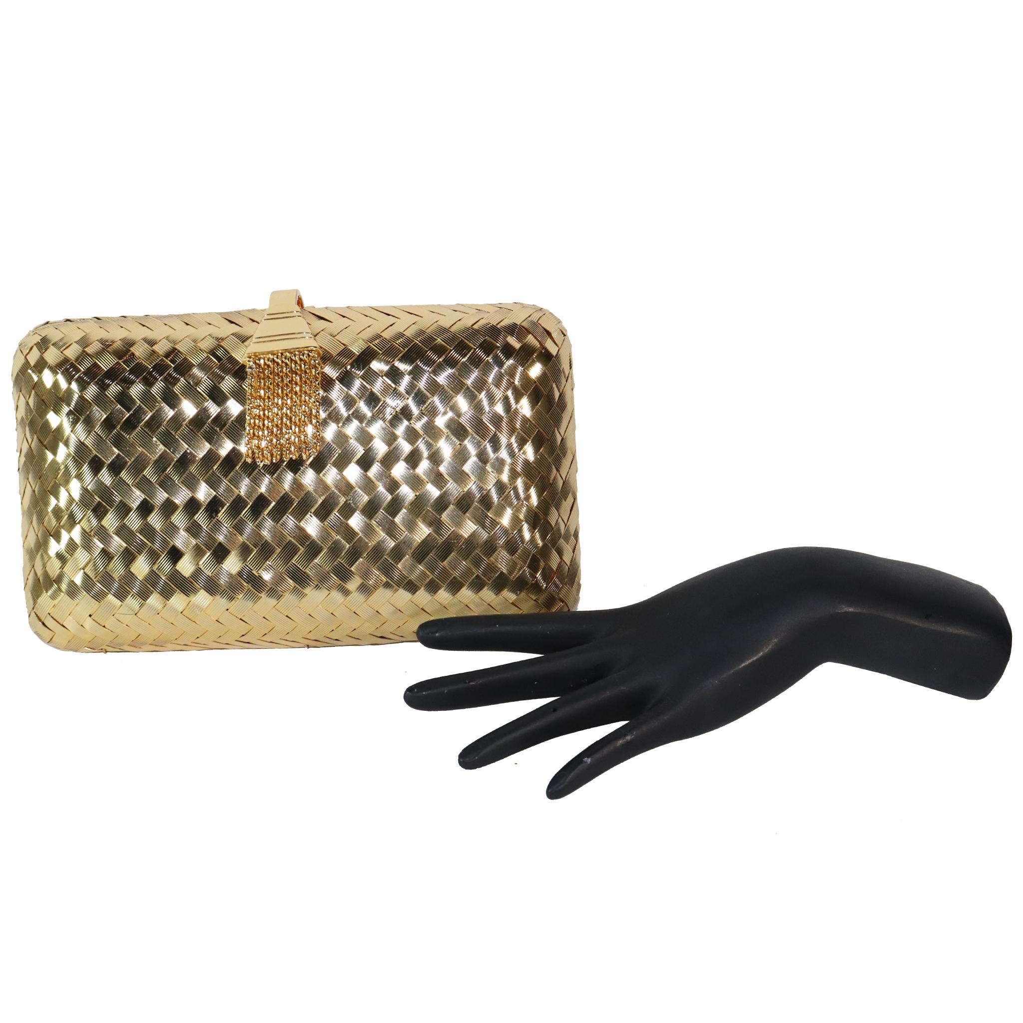 Rodo Golden Minaudière Handbag with Shoulder Chain 1