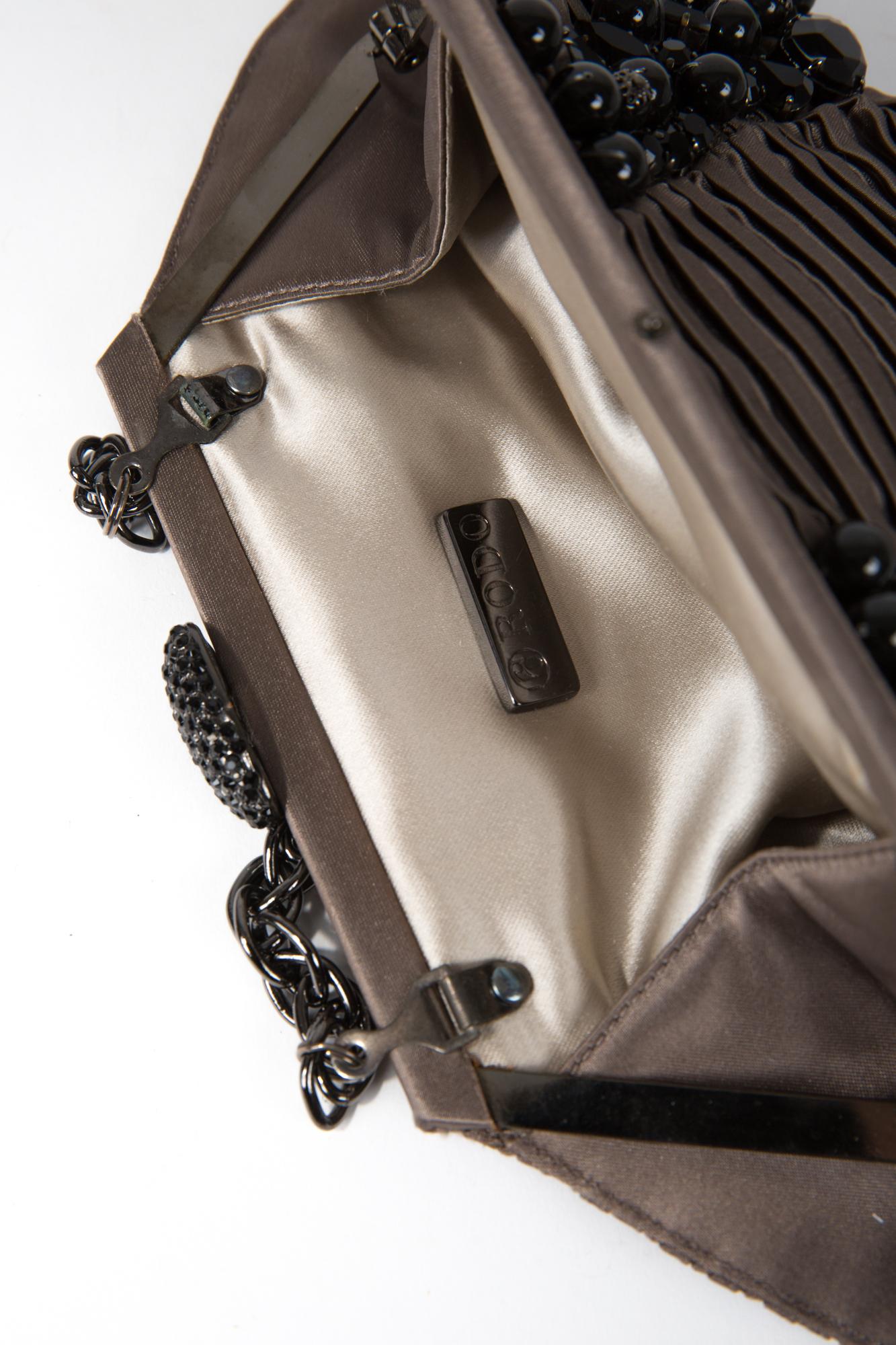Women's Rodo Grey Silk Evening Hand Bag For Sale