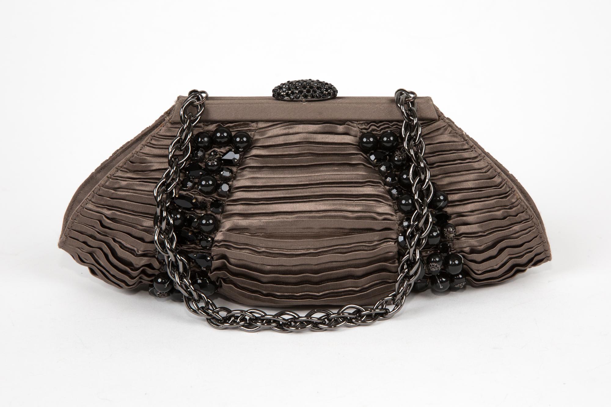 Rodo Grey Silk Evening Hand Bag For Sale 1