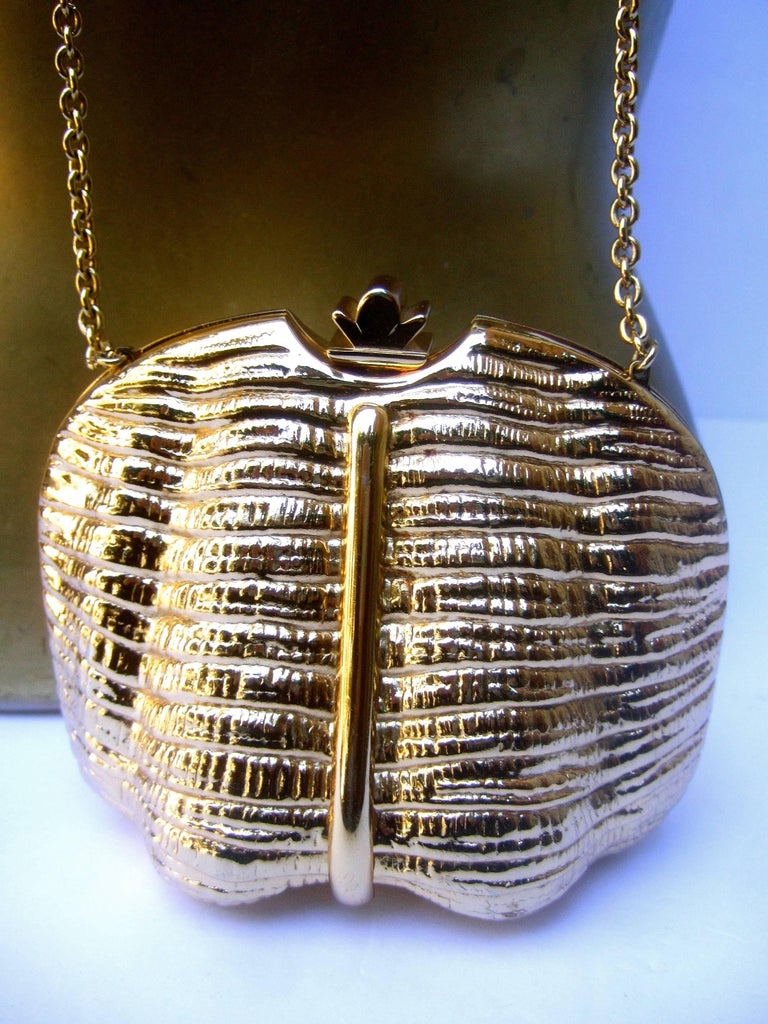 Rodo Italian Gilt Metal Shell Minaudière Evening Bag c 1970s at 1stDibs