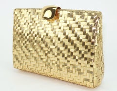 RODO Italienische Gold Metall Korbgeflecht Convertible Clutch Handtasche, 1970er Jahre