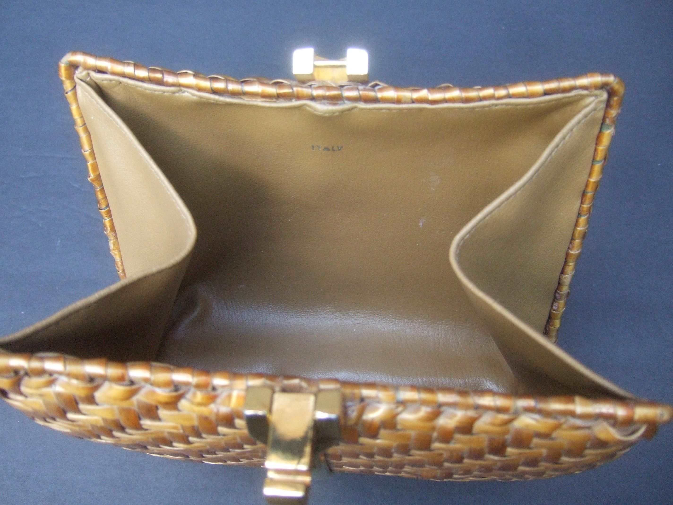 Rodo Italy Chic Wicker Rattan Woven Clutch Bag c 1980 11