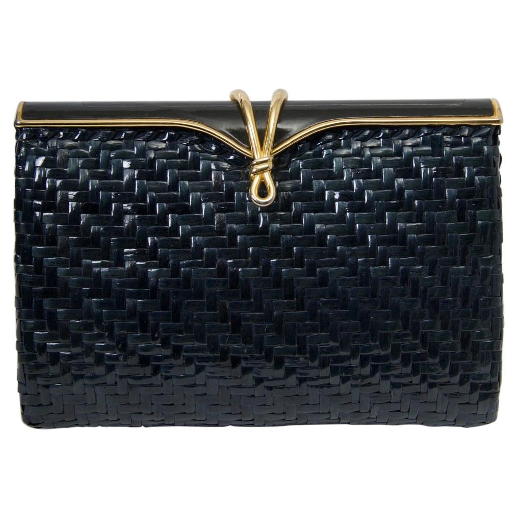 Rodo White Woven Wicker Clutch Bag For Sale at 1stDibs