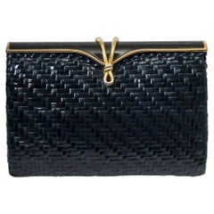 Rodo Marineblaue Umwandelbare Clutch aus Korbweide