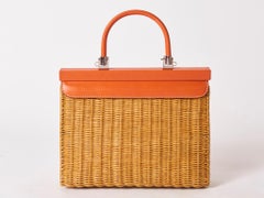 Rodo Rattan and Leather Handbag