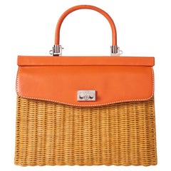 Rodo Rattan and Leather Handbag