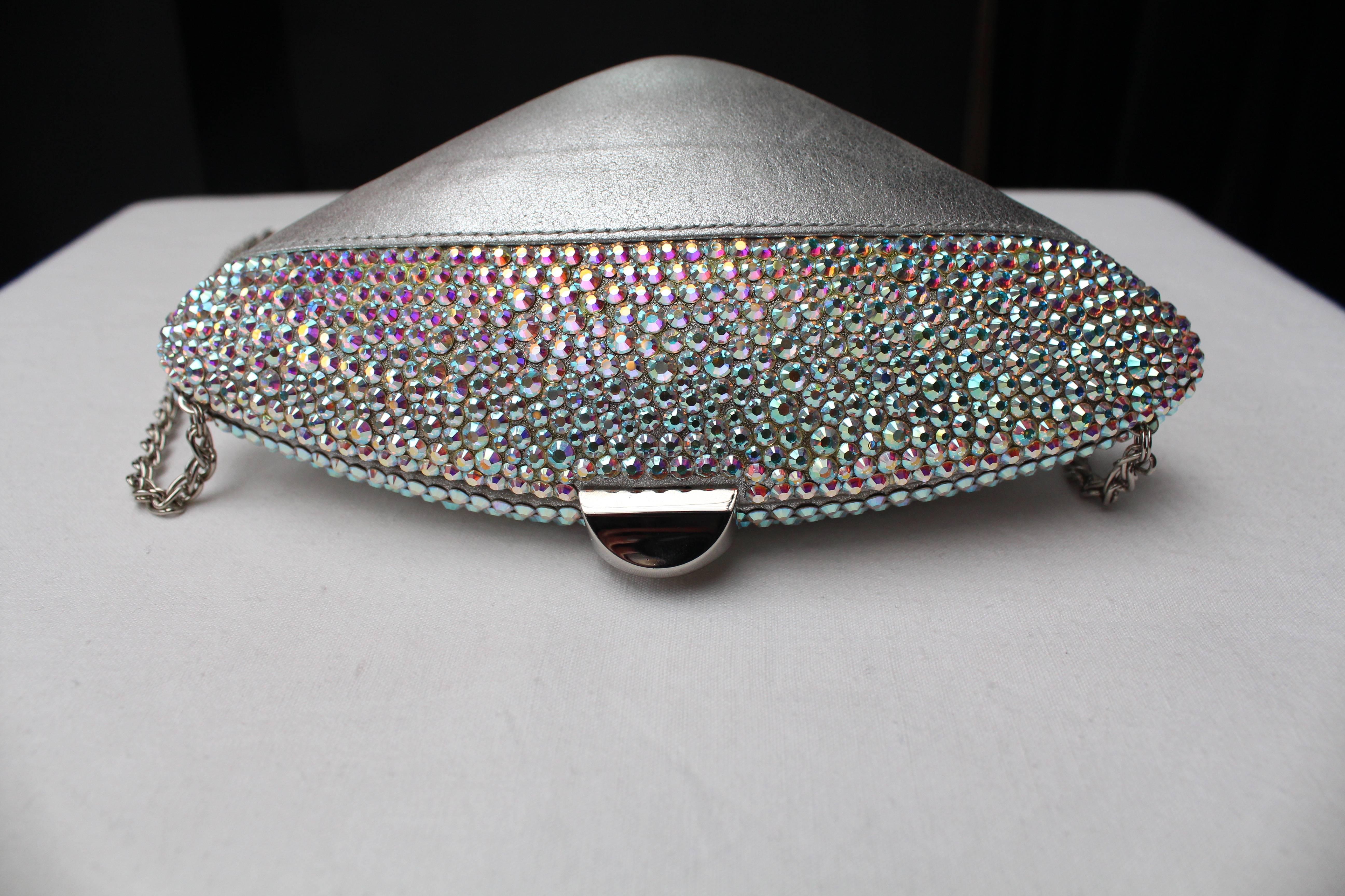 Gray Rodo silvery leather small evening bag