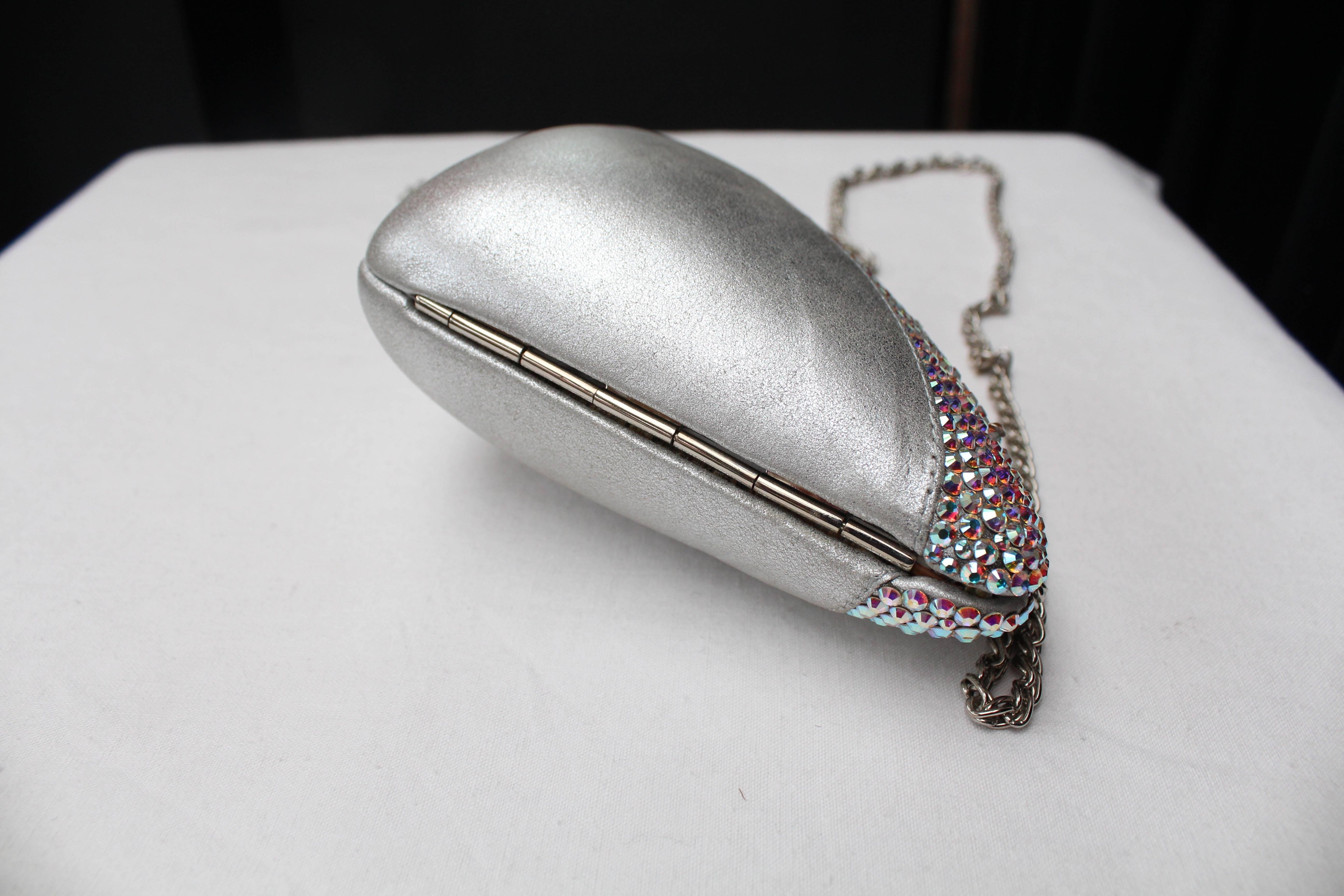 Women's Rodo silvery leather small evening bag