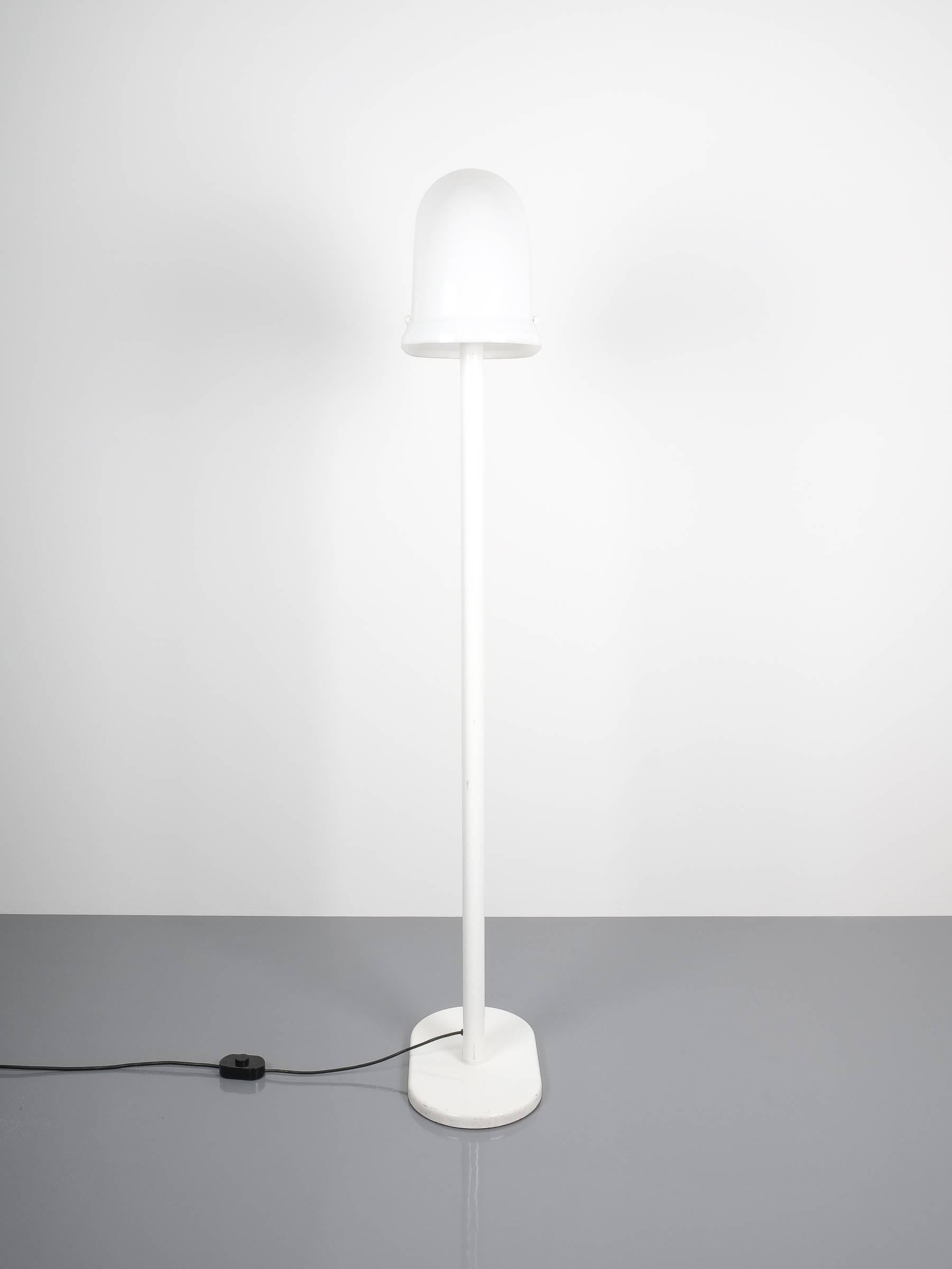 Italian Rodolfo Bonetto White Metal Lucite Floor Lamp Guzzini, Italy, 1970 For Sale