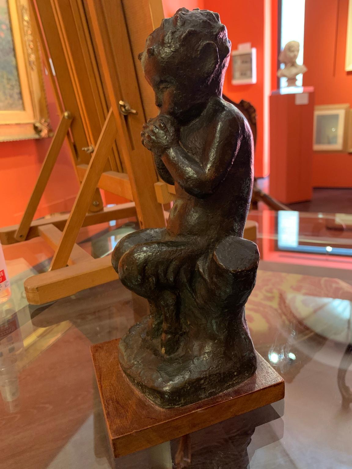 Italian Mannerist style Italian mythological figurative bronze statuette of the 20th century - Gold Figurative Sculpture by Rodolfo Castagnino